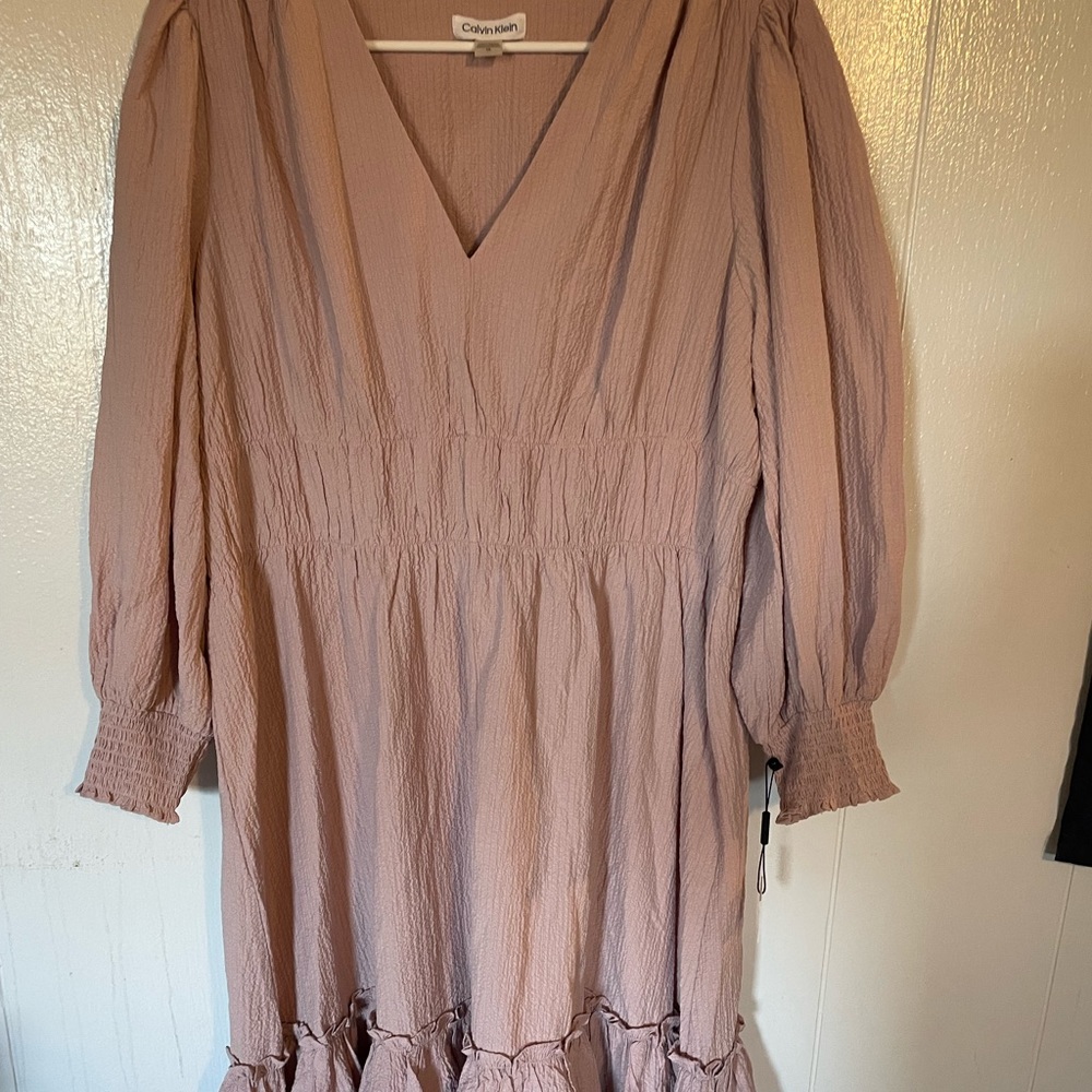 Calvin Klein Womens Size 14 Dress Knee Length Cottage And Prarie Vibes Pink 601